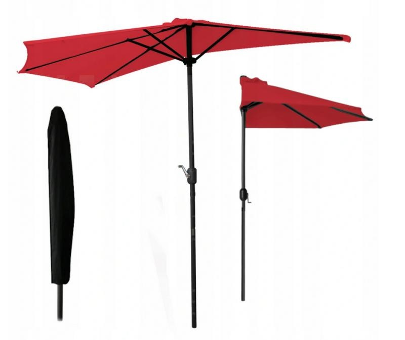 Gardenline - parasol - balkon parasol - halve parasol - ⌀27 m - rood