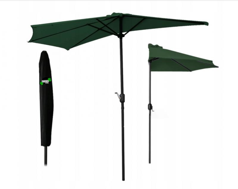 Gardenline - parasol - balkon parasol - halve parasol - ⌀2.7 m - groen