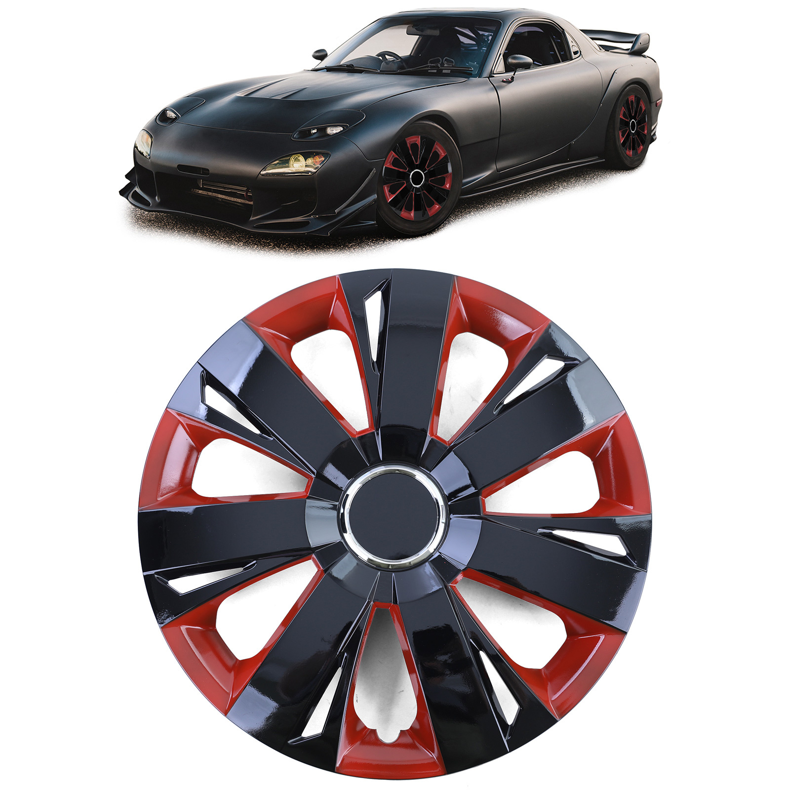 Tenzo-R - wieldoppen - voor stalen velgen - 15" - zwart rood