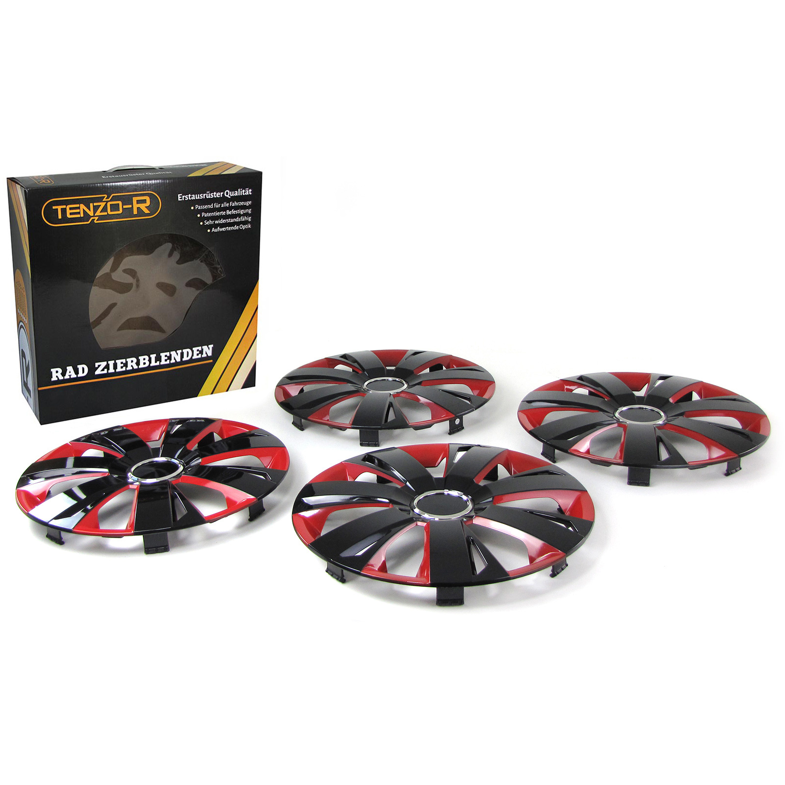 Tenzo-R - wieldoppen - voor stalen velgen - 15" - zwart rood