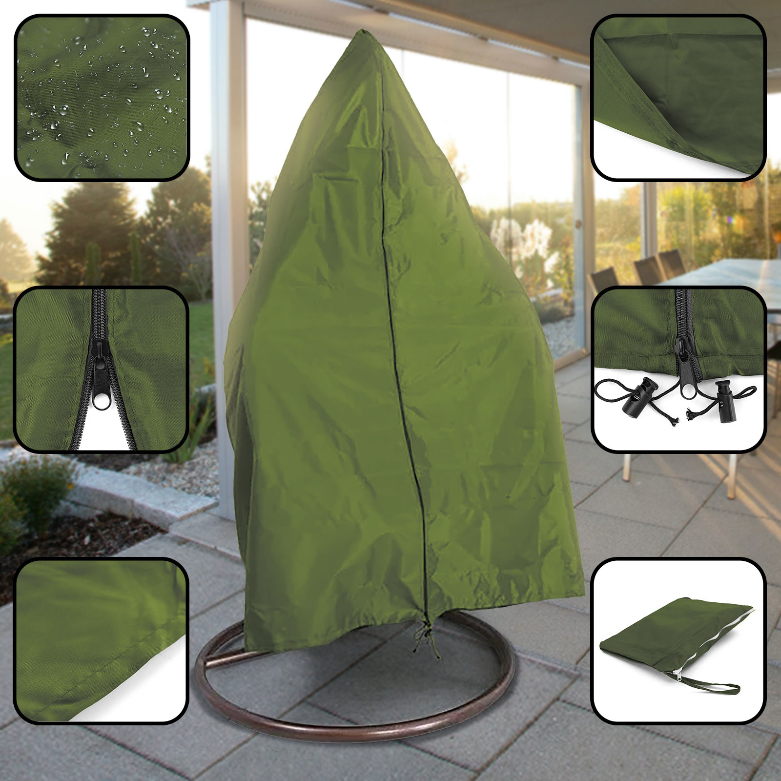 Beschermhoes - voor hangstoel - 190x100 cm - groen