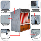 Beschermhoes - voor strandstoel - tuinstoelen - 160-150x135x10 cm - grijs