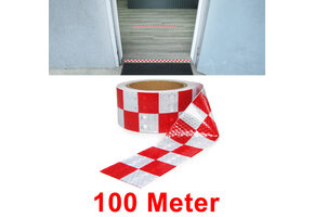 Afzetlint - zelfklevende signaaltape - 100 m - rood wit