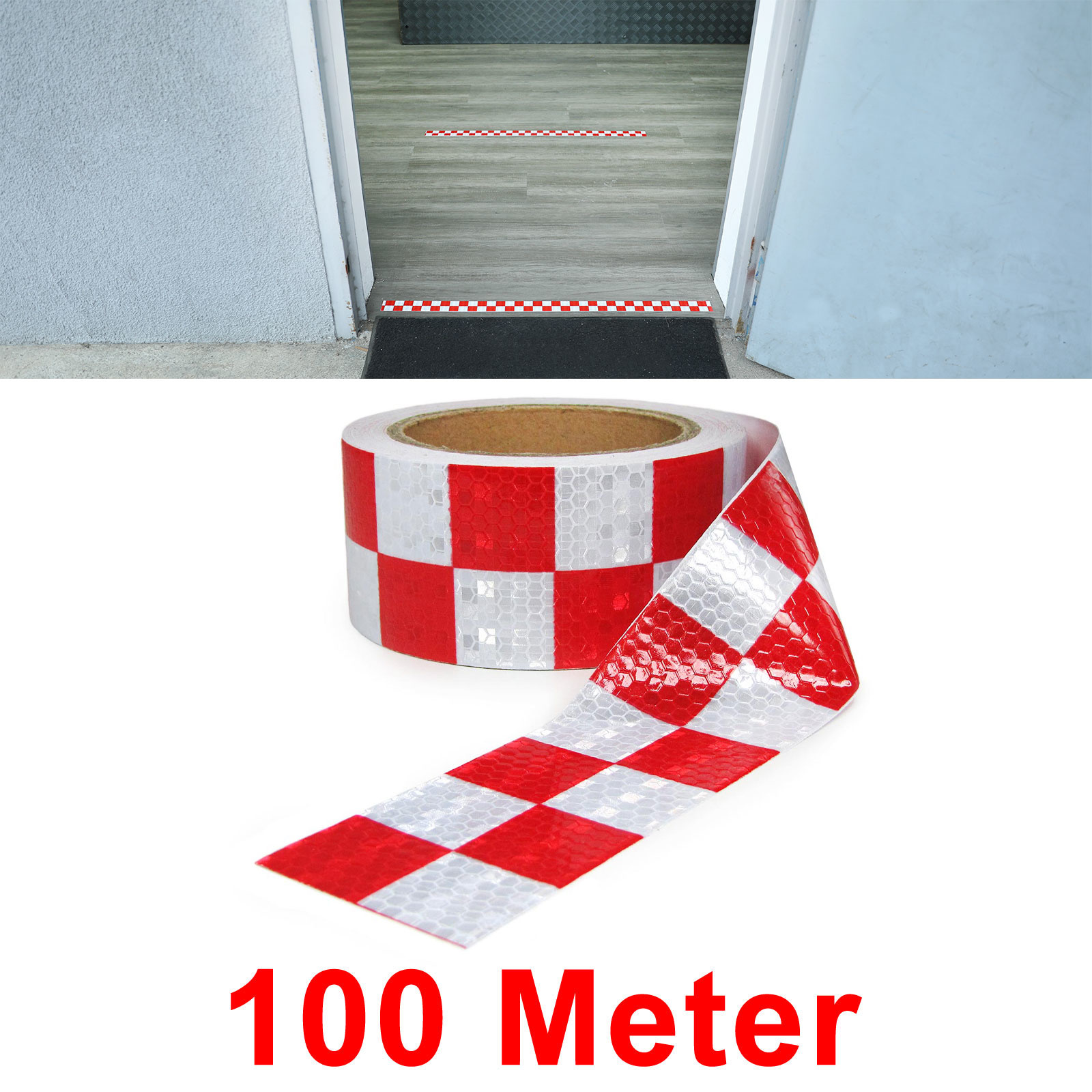 Afzetlint - zelfklevende signaaltape - 100 m - rood wit