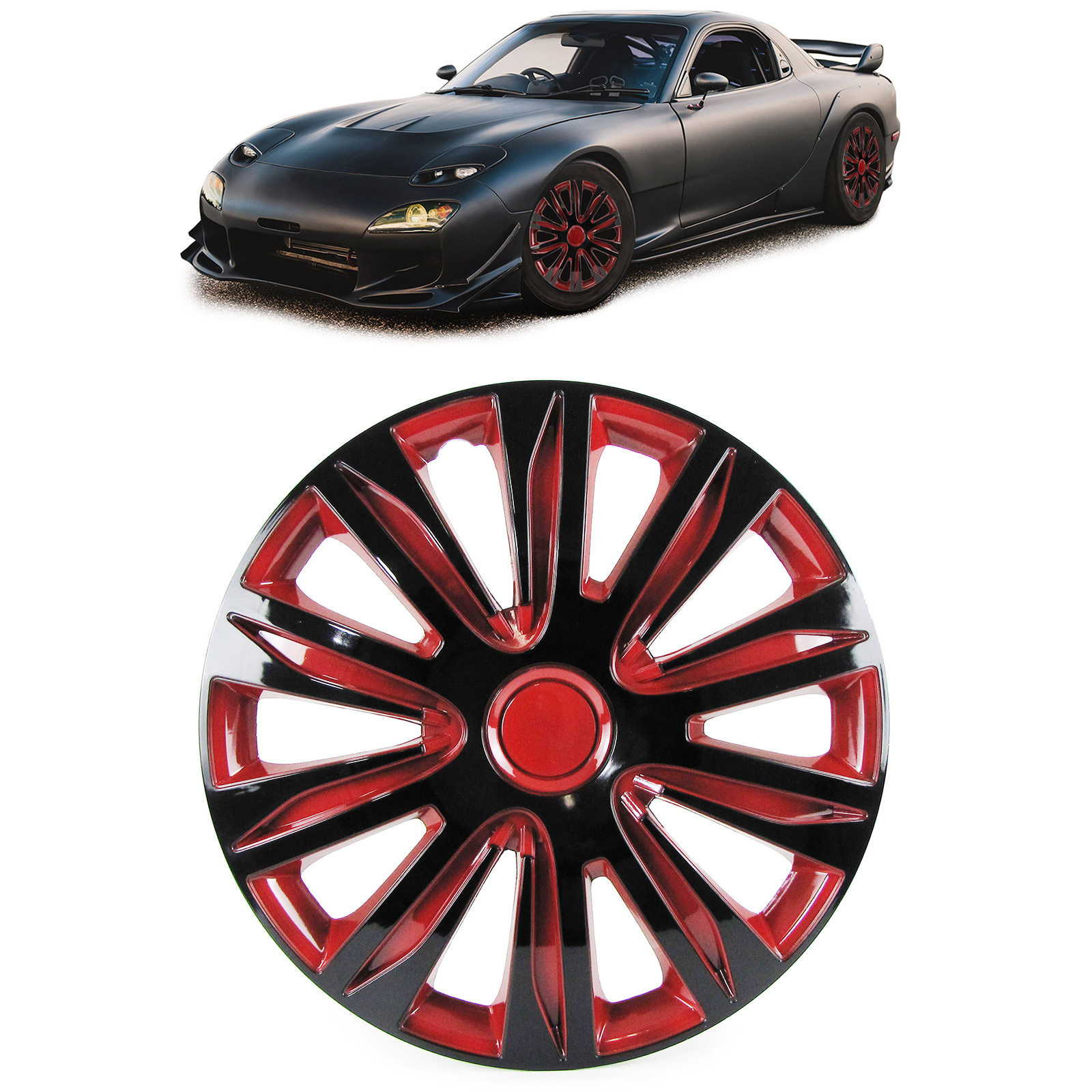 Tenzo-R - wieldoppen - voor stalen velgen - 15'' - zwart rood