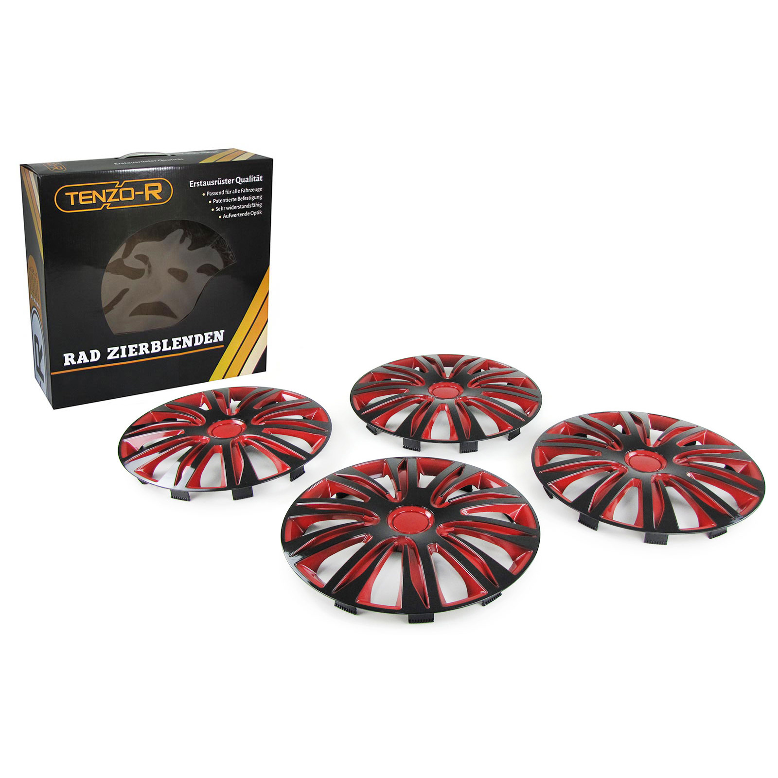 Tenzo-R - wieldoppen - voor stalen velgen - 15'' - zwart rood