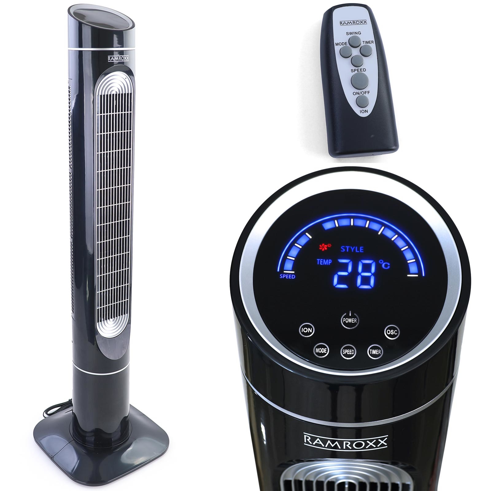 RAMROXX - torenventilator - LED-touchdisplay - 127x16 cm