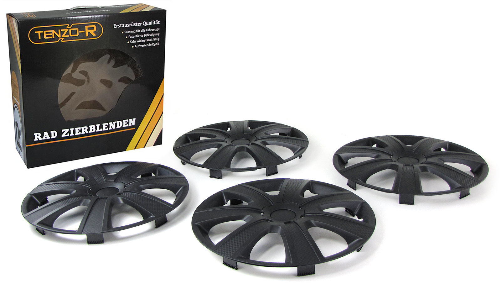Tenzo-R - wieldoppen - voor stalen velgen - 13" - zwart carbon