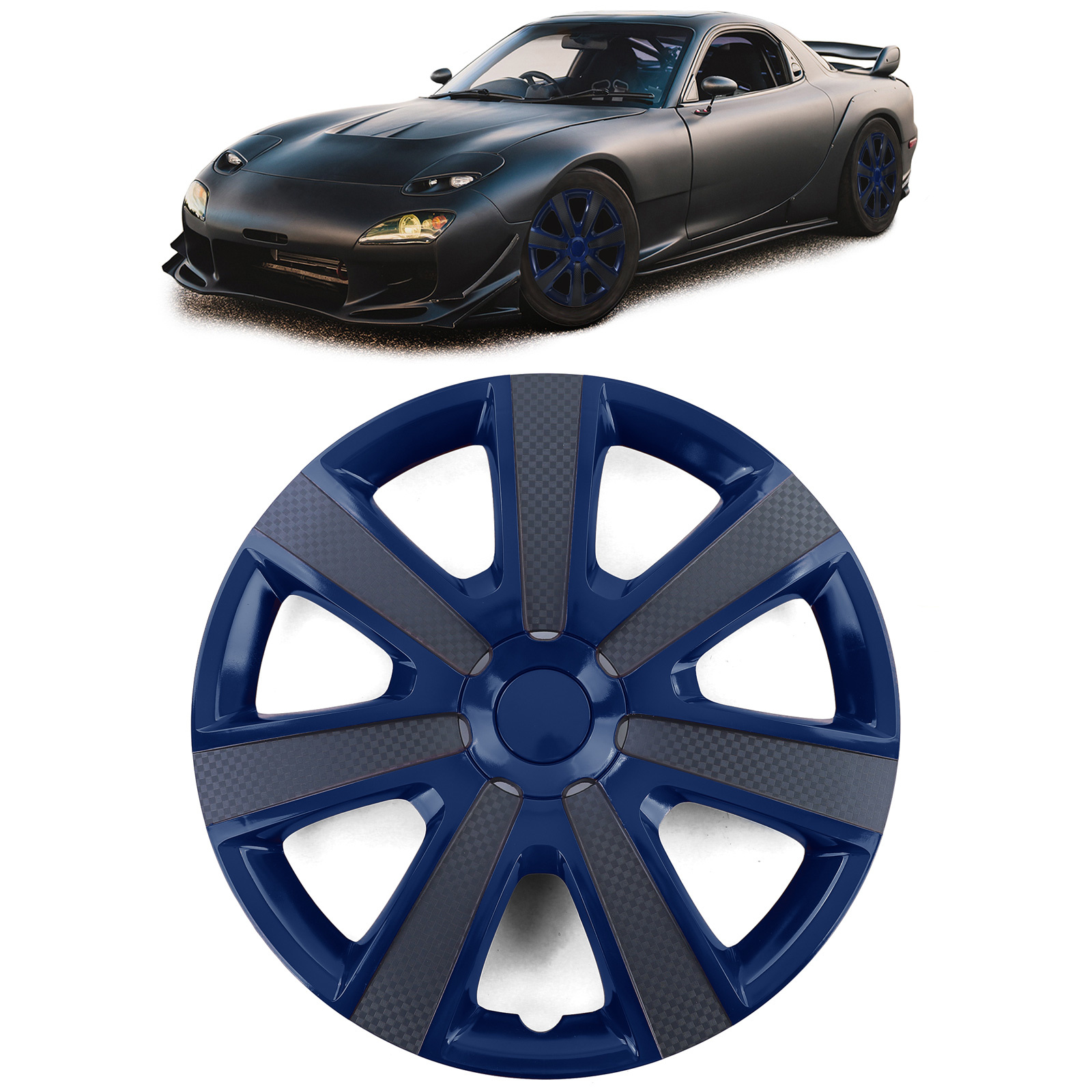 Tenzo-R - wieldoppen - voor stalen velgen - 14'' - blauw carbon