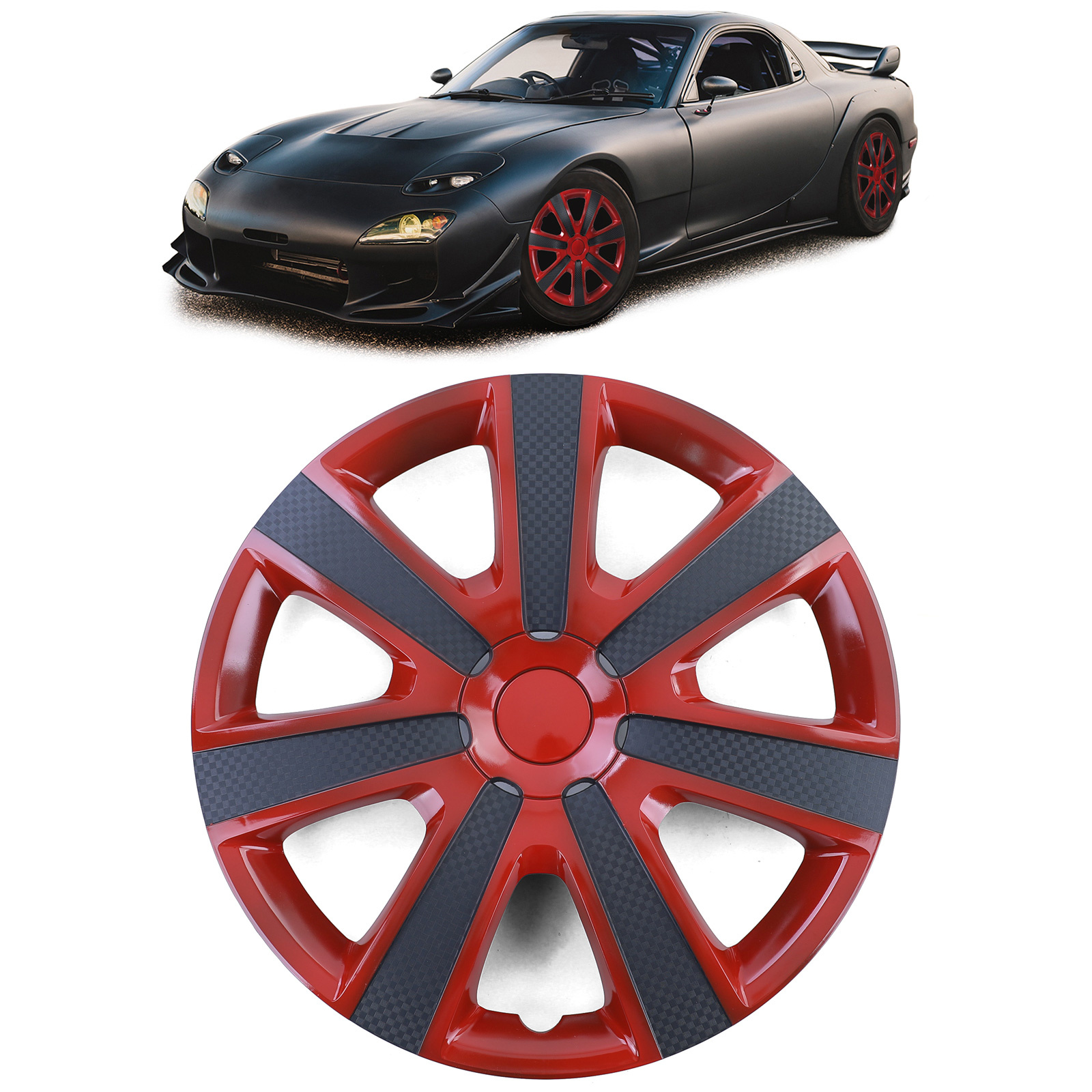 Tenzo-R - wieldoppen - voor stalen velgen - 15'' - rood carbon