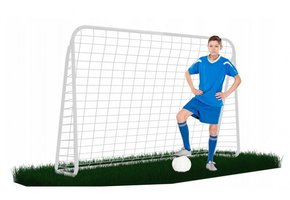 Voetbaldoel - met voetbalnet - staal - 213x152x75 cm - wit