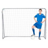 Voetbaldoel - met voetbalnet - staal - 213x152x75 cm - wit