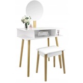 Kaptafel - spiegel - een kruk - 75,2x129,5x45 cm - wit