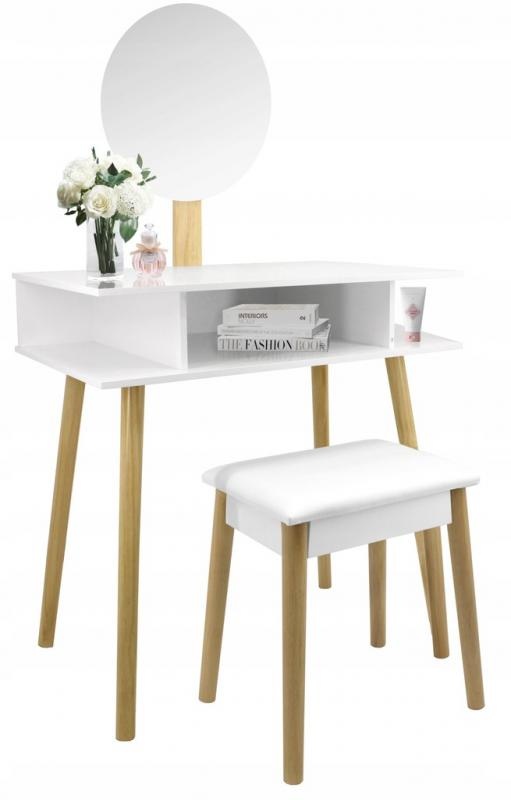 Kaptafel - spiegel - een kruk - 75,2x129,5x45 cm - wit