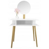 Kaptafel - spiegel - een kruk - 75,2x129,5x45 cm - wit