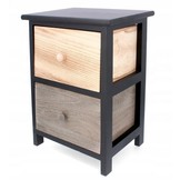 Ladekast - massief hout - 2 lades - 30x23x42 cm - zwart