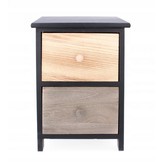 Ladekast - massief hout - 2 lades - 30x23x42 cm - zwart