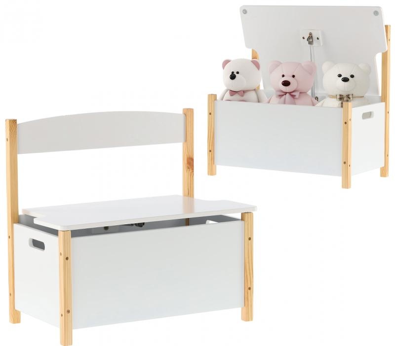 Speelgoedbank - hout - wit - 60x34,5x56 cm