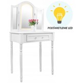 Kaptafel - met spiegel en kruk - LED-verlichting - 74x137x40 cm