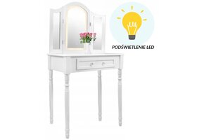 Kaptafel - met spiegel en kruk - LED-verlichting - 74x137x40 cm