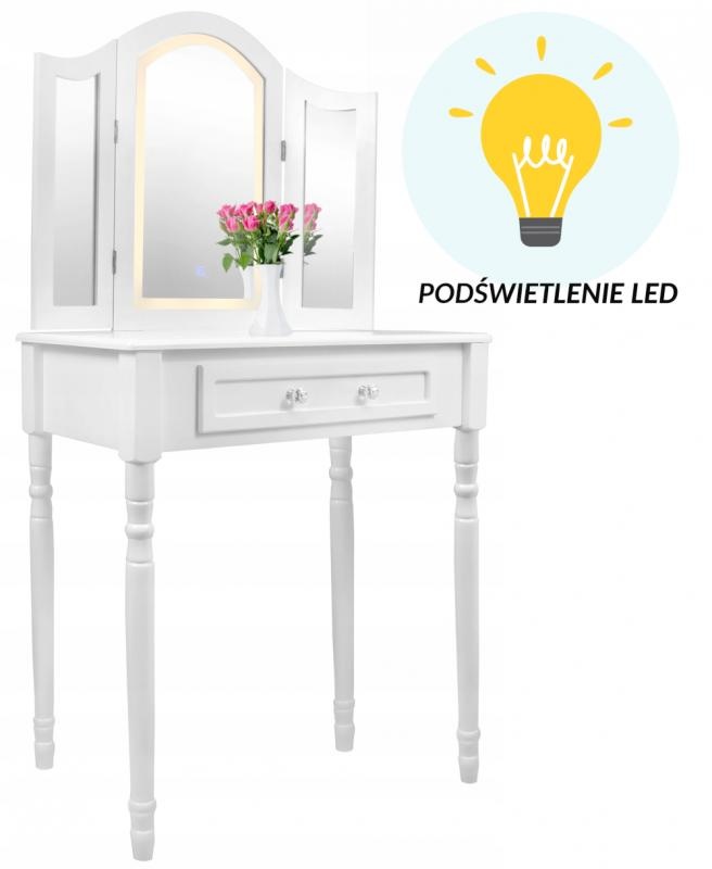 Kaptafel - met spiegel en kruk - LED-verlichting - 74x137x40 cm