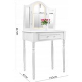 Kaptafel - met spiegel en kruk - LED-verlichting - 74x137x40 cm