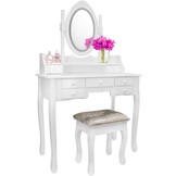 Kaptafel - met spiegel en kruk - LED-verlichting - 90x146x40 cm