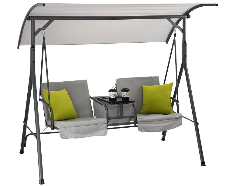 Gardenline - schommelbank - 2 persoons - 180x117x162 cm - grijs