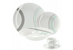 Cookline - serviesset - 6 personen - 30 delig - wit, grijs, mint