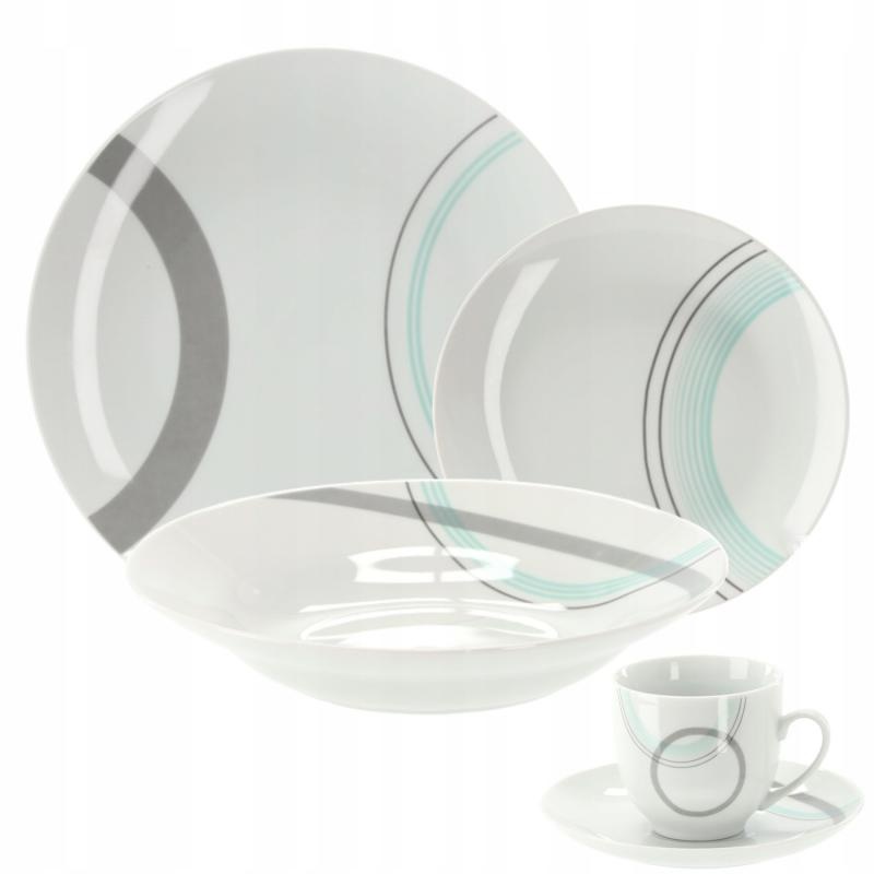 Cookline - serviesset - 6 personen - 30 delig - wit, grijs, mint
