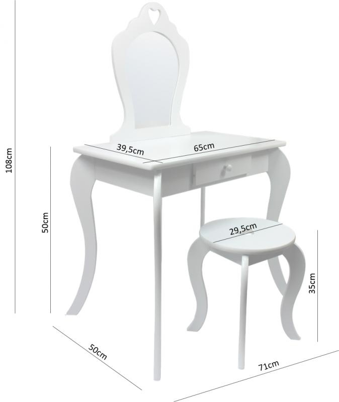 Kaptafel - kinderkaptafel - spiegel - een kruk - 108x71x39,5 cm