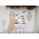 Kaptafel - met spiegel en kruk - 7 lades - 90x146x40 cm - wit