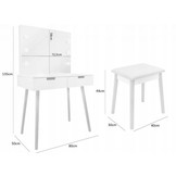 Kaptafel - met spiegel en kruk - LED-verlichting - 80x50x135 cm