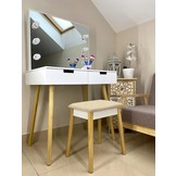 Kaptafel - met spiegel en kruk - LED-verlichting - 80x50x135 cm