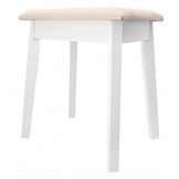 Kruk - voor kaptafel - massief hout - 38x28x47 cm - wit, beige