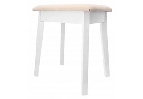 Kruk - voor kaptafel - massief hout - 38x28x47 cm - wit, beige