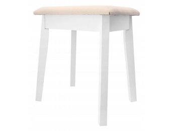 Kruk - voor kaptafel - massief hout - 38x28x47 cm - wit, beige