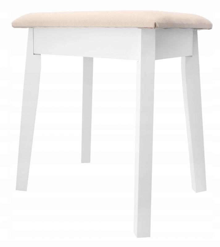 Kruk - voor kaptafel - massief hout - 38x28x47 cm - wit, beige