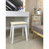 Kruk - voor kaptafel - massief hout - 38x28x47 cm - wit, beige