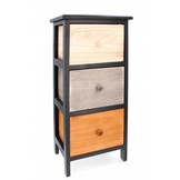 Ladekast - massief hout - 3 lades - 30x23x61,5 cm - zwart