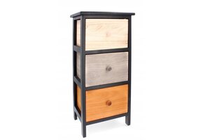 Ladekast - massief hout - 3 lades - 30x23x61,5 cm - zwart