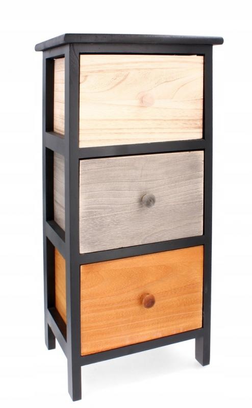 Ladekast - massief hout - 3 lades - 30x23x61,5 cm - zwart