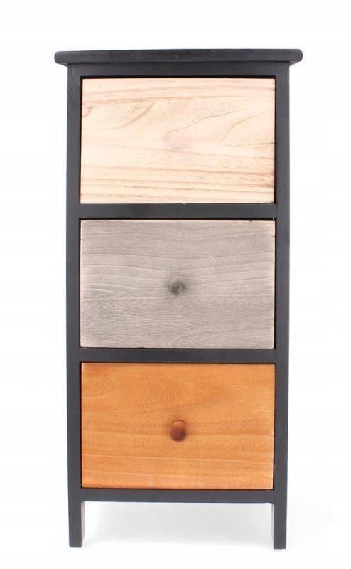 Ladekast - massief hout - 3 lades - 30x23x61,5 cm - zwart