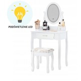 Kaptafel - met spiegel en kruk - LED-verlichting - 71x135x40,5 cm