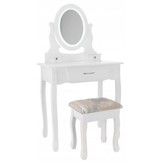 Kaptafel - met spiegel en kruk - LED-verlichting - 71x135x40,5 cm