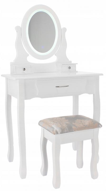 Kaptafel - met spiegel en kruk - LED-verlichting - 71x135x40,5 cm