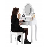 Kaptafel - met spiegel en kruk - LED-verlichting - 71x135x40,5 cm