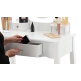 Kaptafel - met spiegel en kruk - LED-verlichting - 71x135x40,5 cm