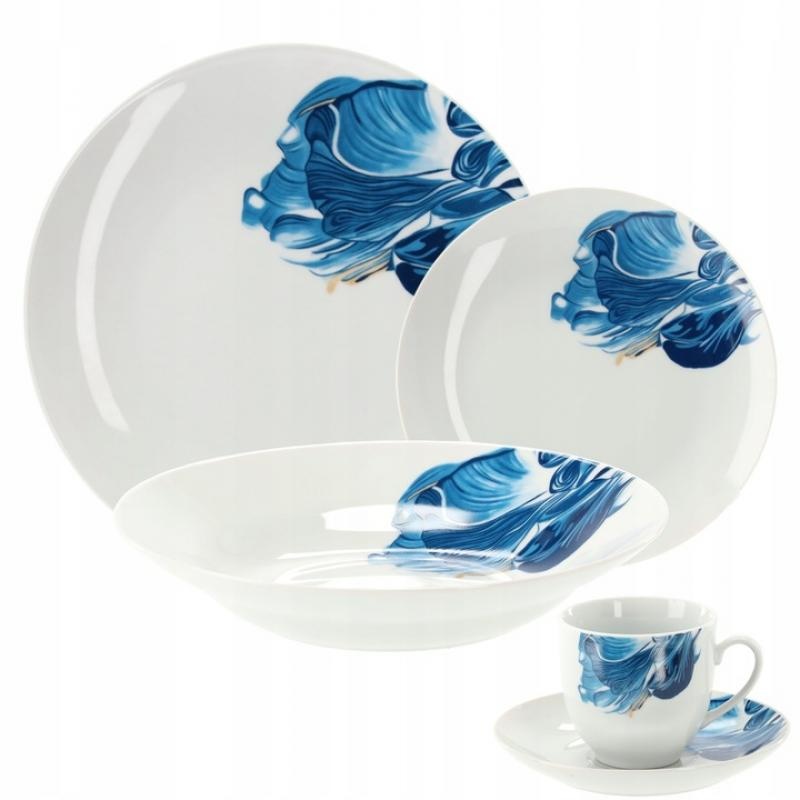 Cookline - serviesset - 6 personen - 30 delig - blauw wit