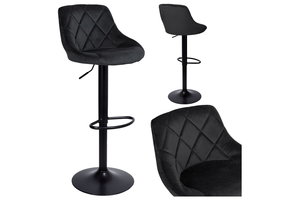 Barstoel - 54-75cm - Velvet - zwart